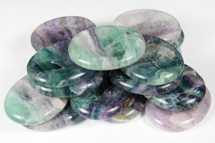 Polished Rainbow Fluorite Worry Stones - Photo 1